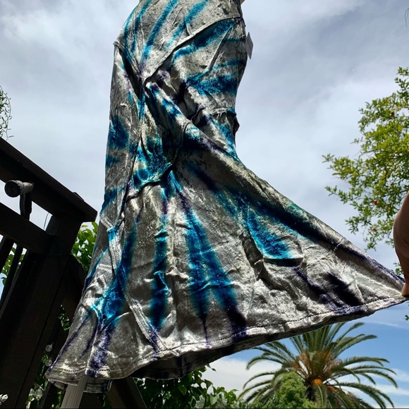 NWT FREE PEOPLE Crushed Velvet Tie Dye Midi Skirt - Picture 5 of 8
